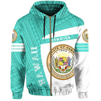 Hawaii Polynesian Sport Zipper Hoodie Turquoise Premium Style - Polynesian Pride