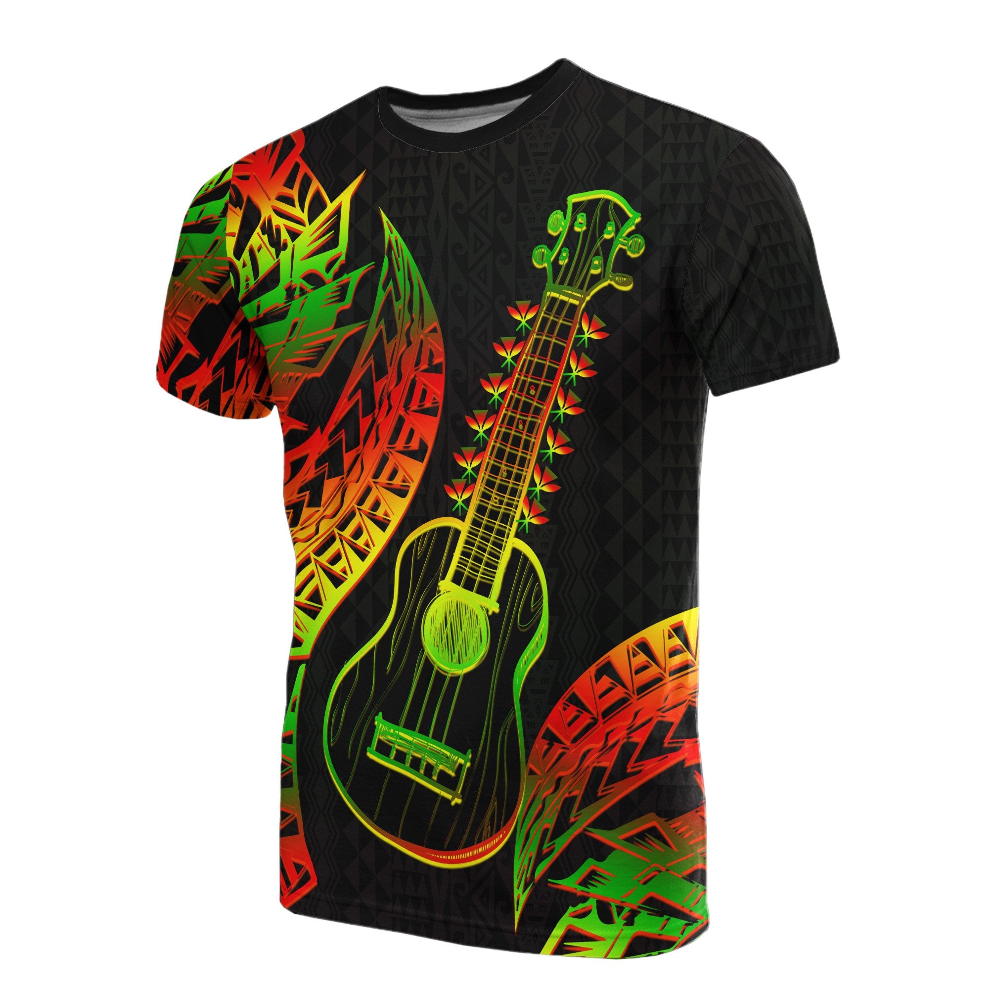 Polynesian Hawaii T Shirt Ukulele Unisex Black - Polynesian Pride