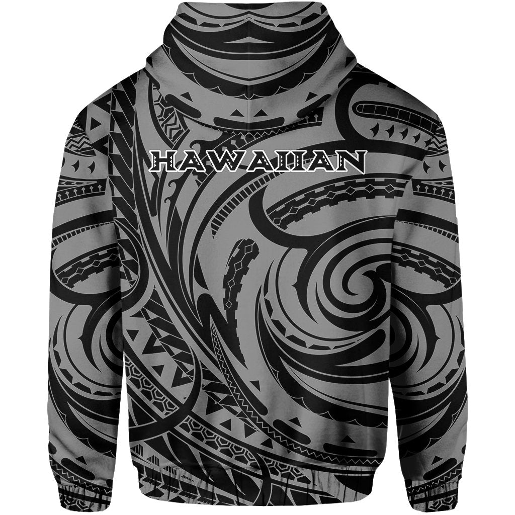 Kakau White Hawaii Warrior Football Hoodie (Zip) - Polynesian Pride