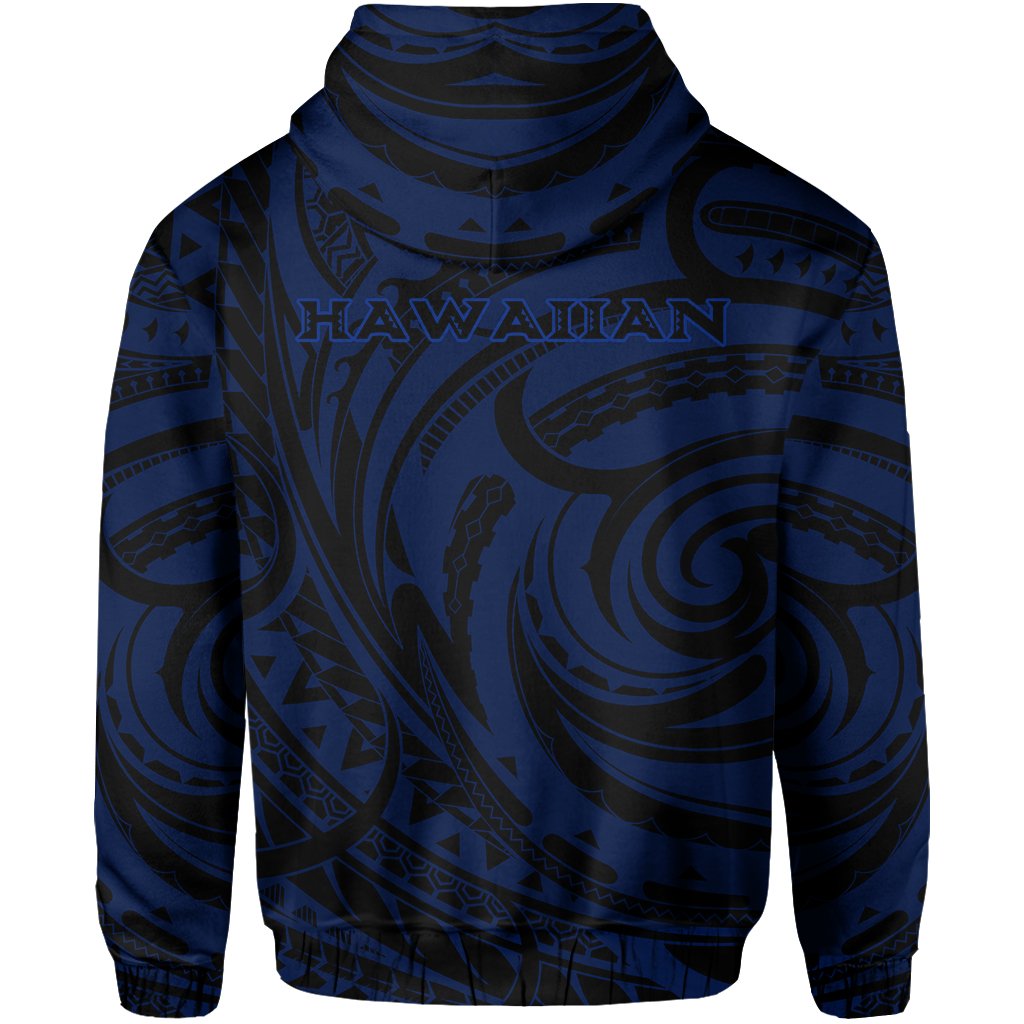 Kakau Blue Hawaii Warrior Football Hoodie (Zip) - Polynesian Pride