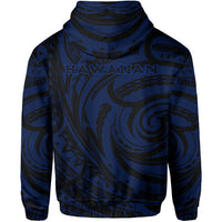 Kakau Blue Hawaii Warrior Football Hoodie (Zip) - Polynesian Pride