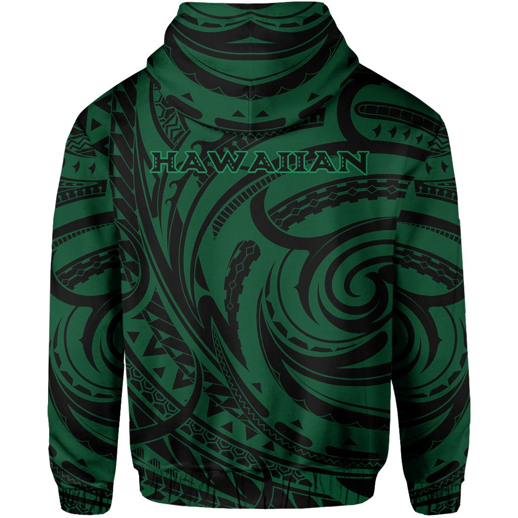 Kakau Green Hawaii Warrior Football Hoodie (Zip) - Polynesian Pride