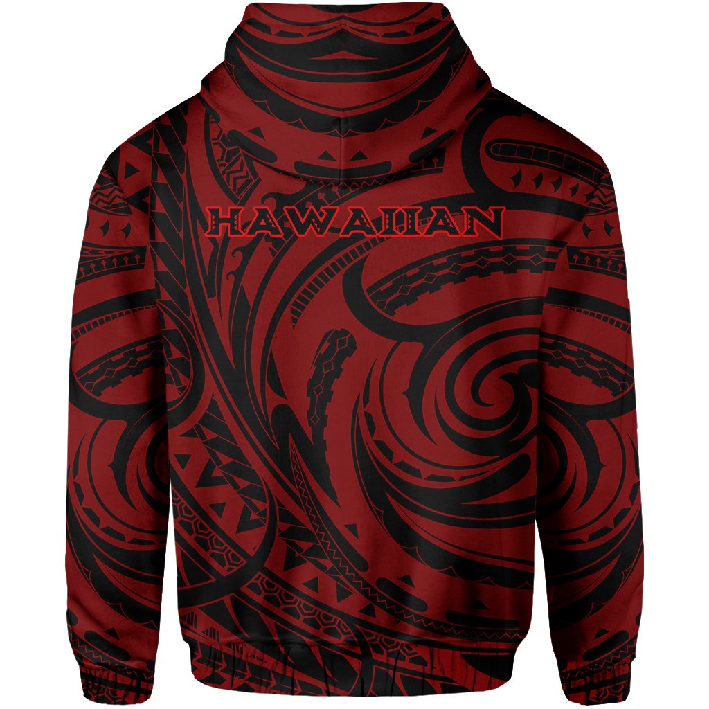 Kakau Red Hawaii Warrior Football Hoodie (Zip) - Polynesian Pride
