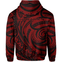 Kakau Red Hawaii Warrior Football Hoodie (Zip) - Polynesian Pride