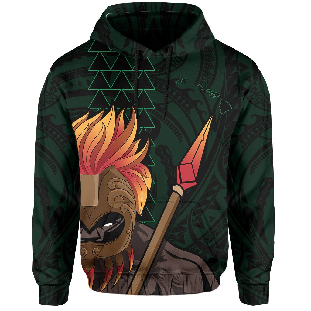 Hawaii Polynesia Legend Green Kanaka Warrior Hoodie - Polynesian Pride