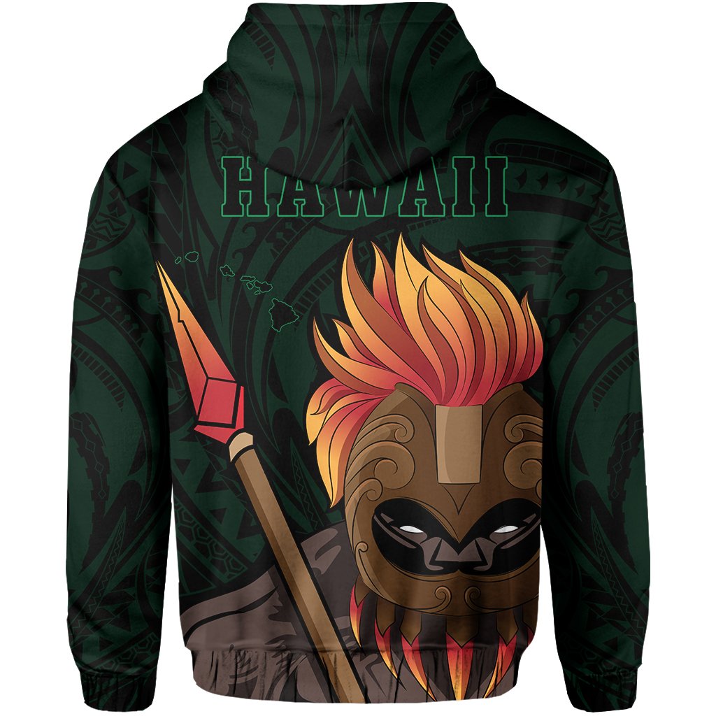 Hawaii Polynesia Legend Green Kanaka Warrior Hoodie - Polynesian Pride