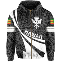 Kanaka Polynesian Zipper Hoodie White Doma Style - Polynesian Pride