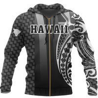 Hawaii Polynesian Zipper Hoodie Emboss Style - Polynesian Pride