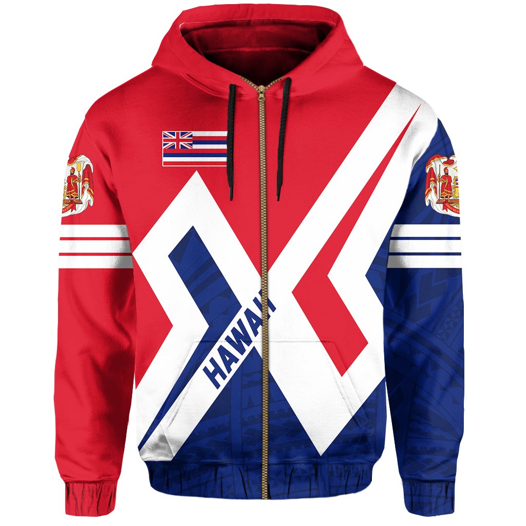 Hawaii Flag Polynesian Zipper Hoodie Cross Style - Polynesian Pride