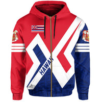 Hawaii Flag Polynesian Zipper Hoodie Cross Style - Polynesian Pride