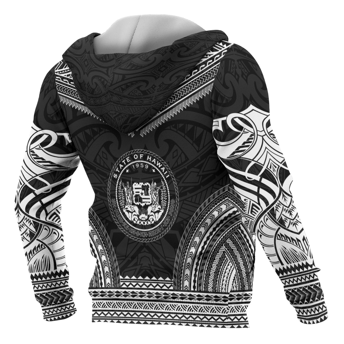 Hawaii Polynesian Chief Custom Zip up Hoodie Black Version - Polynesian Pride