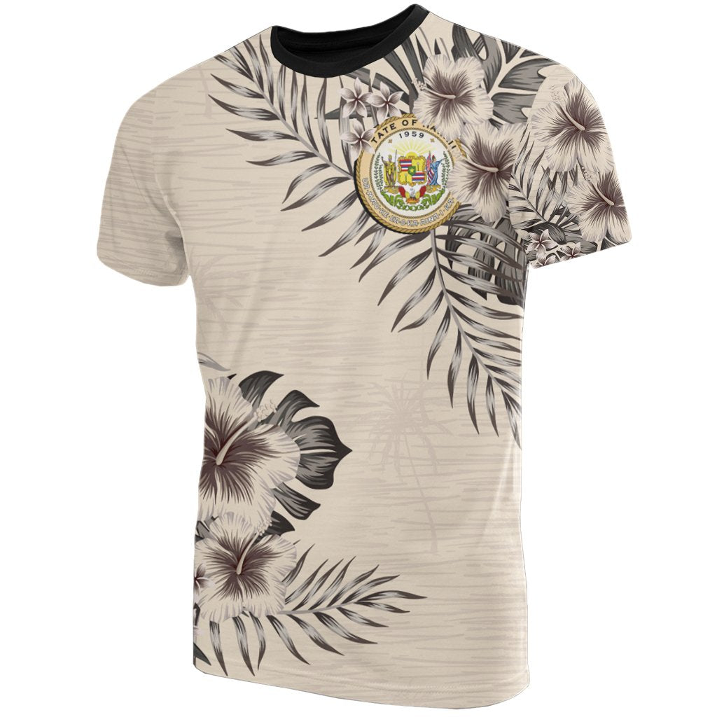 Hawaii T Shirt Hawaii Seal Beige Hibiscus Unisex Beige - Polynesian Pride