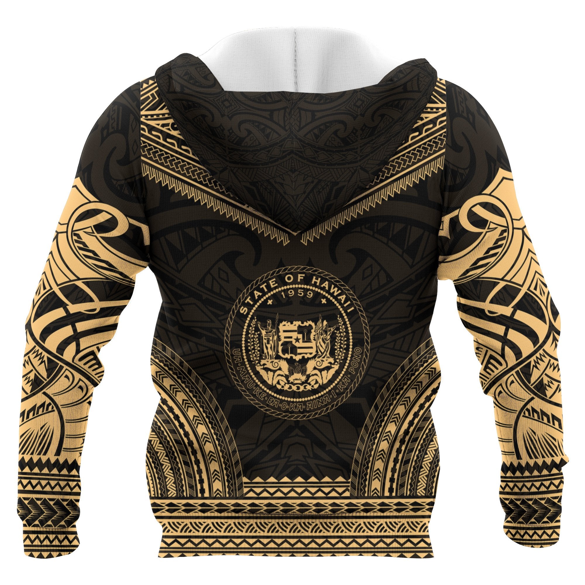 Hawaii Polynesian Chief Custom Hoodie Gold Version Unisex Gold - Polynesian Pride