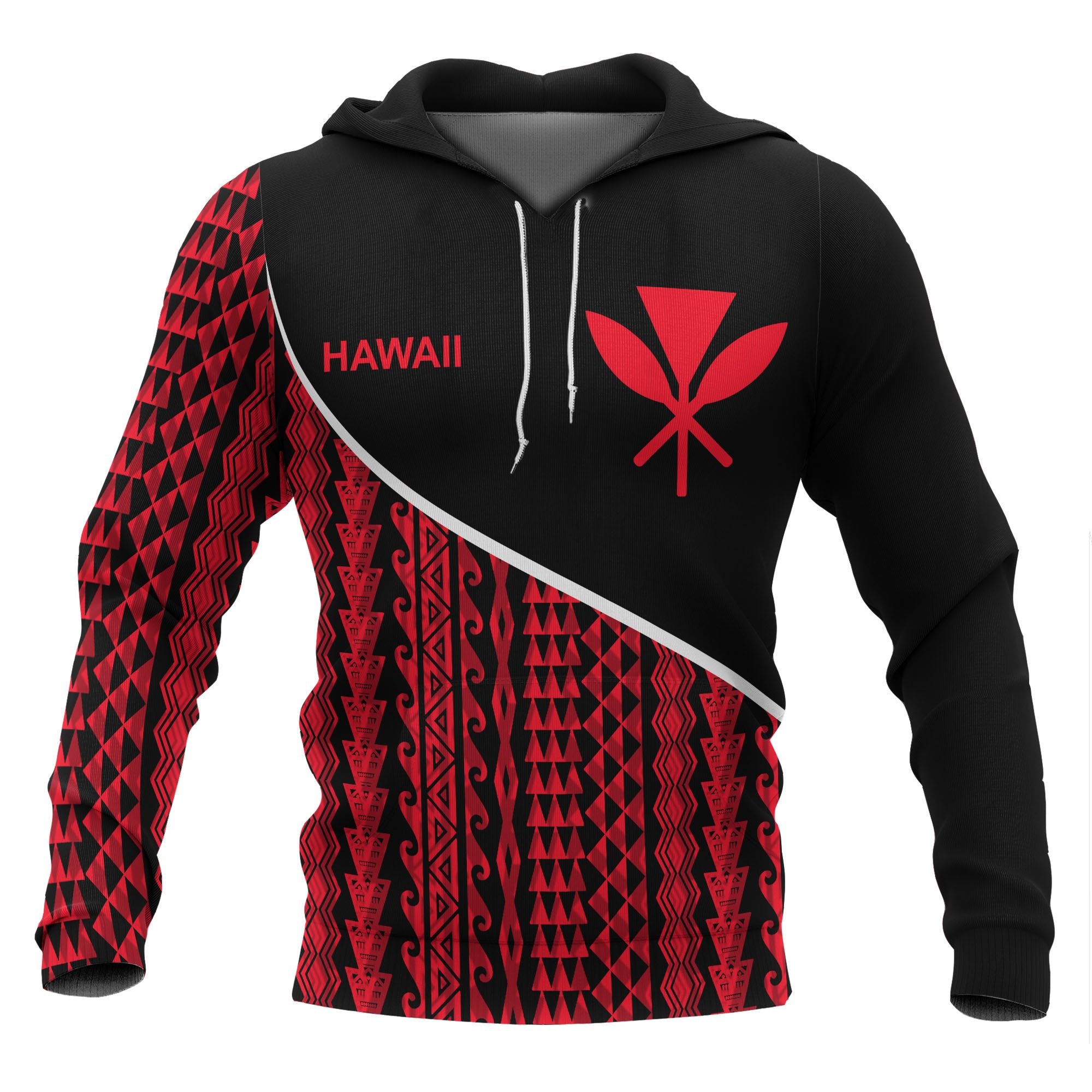 Polynesian Hawaii Hoodie Wave Red Style Unisex Red - Polynesian Pride