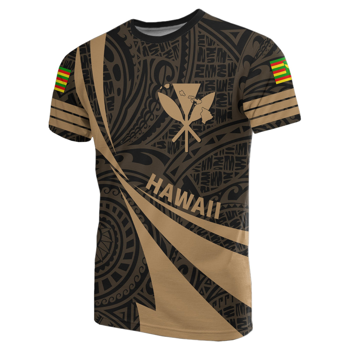 Kanaka Polynesian T Shirt Gold Doma Style - Polynesian Pride