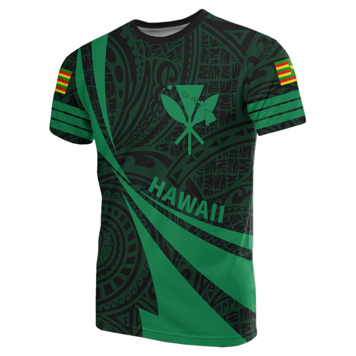 Kanaka Polynesian T Shirt Green Doma Style - Polynesian Pride