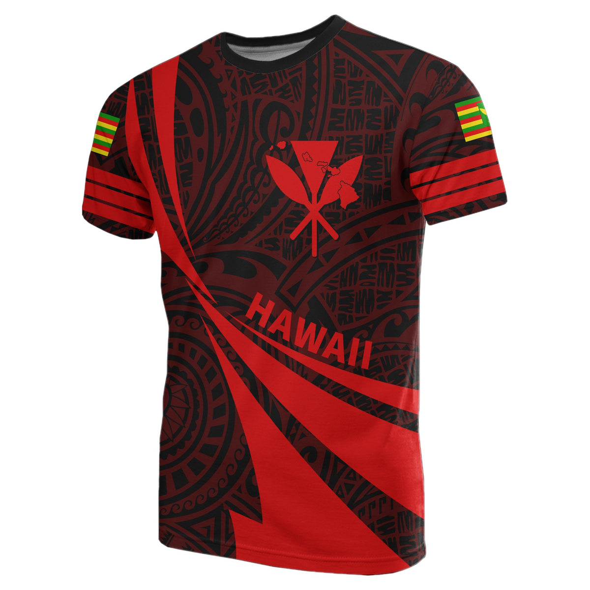 Kanaka Polynesian T Shirt Red Doma Style - Polynesian Pride