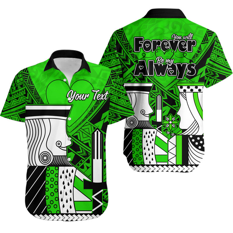 Custom Outfit For Couple Polynesian Valentine Matching Dress and Hawaiian Shirt Queen and King Heart Green Version LT9 - Polynesian Pride