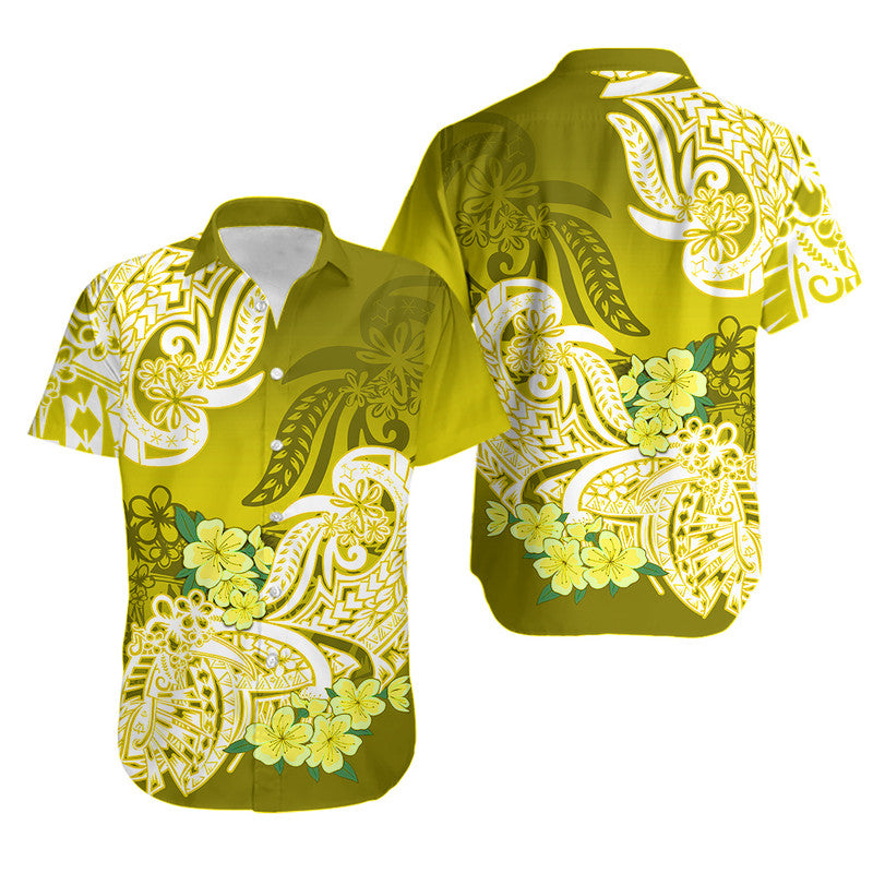 Polynesian Floral Tribal Hawaiian Shirt - Yellow LT9 Yellow - Polynesian Pride