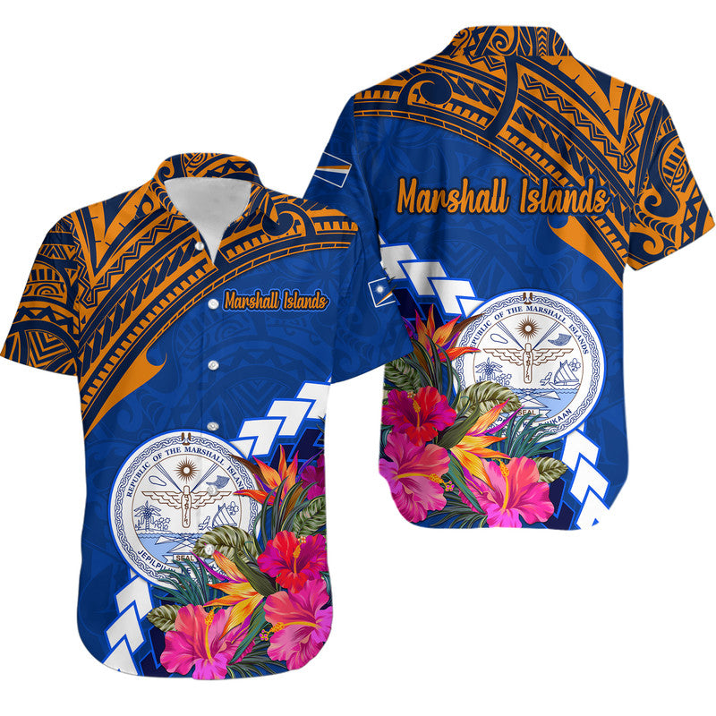 Marshall Islands Coat of Arms Hawaiian Shirt Polynesian Tropical LT9 Blue - Polynesian Pride