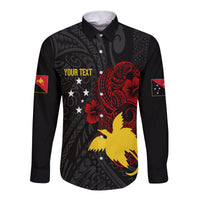 Personalised Papua New Guinea 47th Independence Long Sleeves Button Shirt Tribal Turtle LT7 Unisex Black - Polynesian Pride