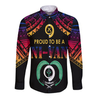 Vanuatu Proud To Be A Ni-Van - Polynesian Pattern Long Sleeves Button Shirt - Torba Province LT7 Unisex Black - Polynesian Pride