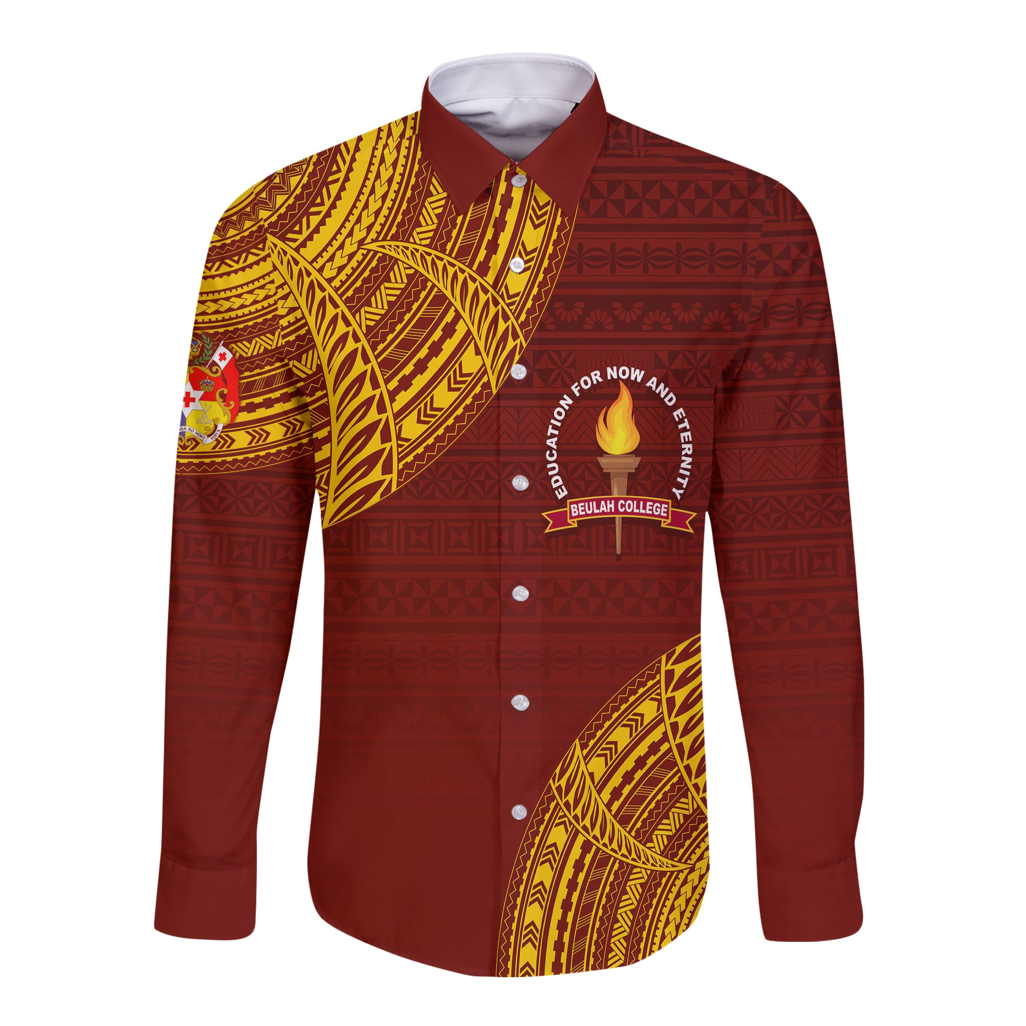 (Custom Personalize) Tonga Kolisi Beulah Hawaii Long Sleeve Button Shirt BAC We Are One LT7 Unisex Maroon - Polynesian Pride