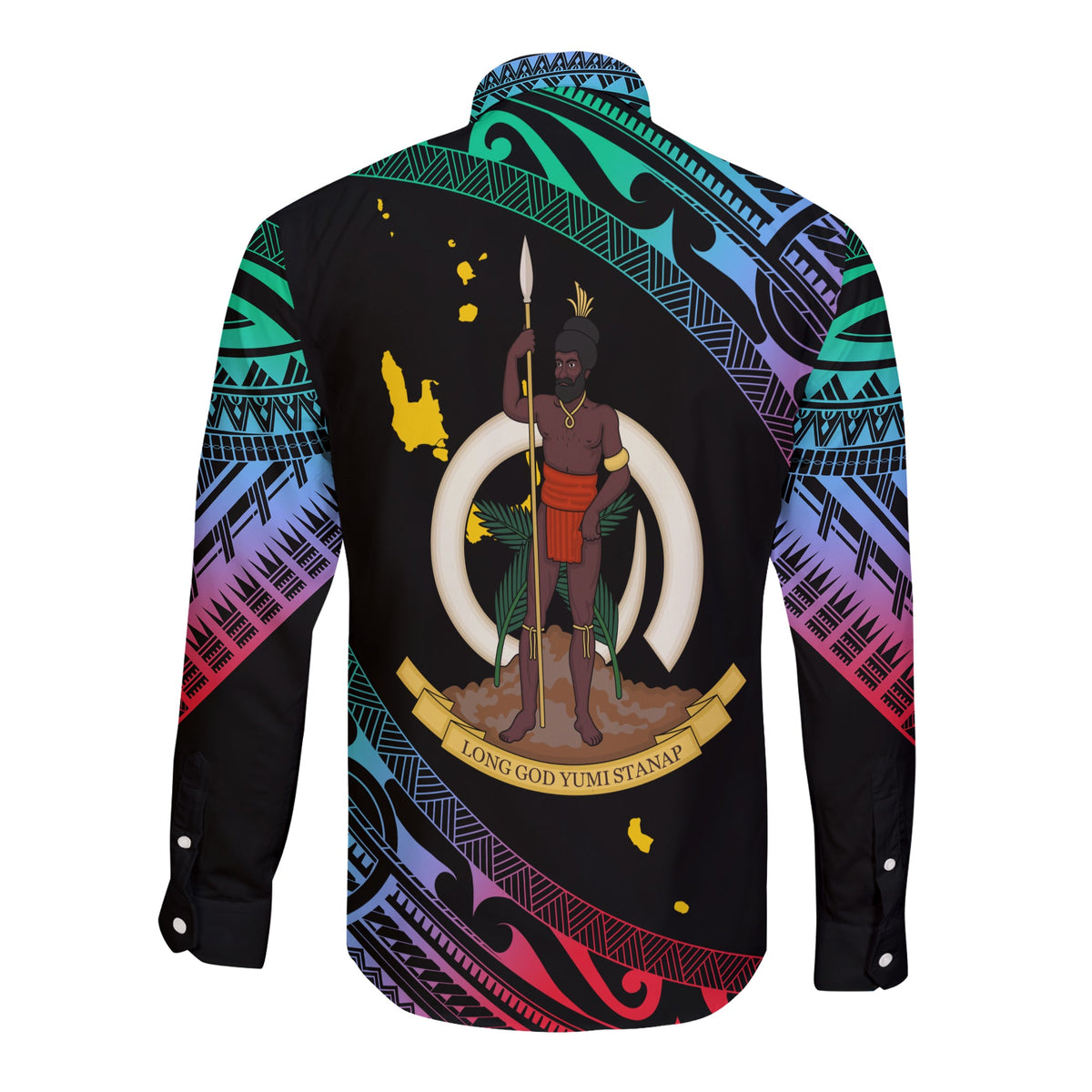 Vanuatu Proud To Be A Ni-Van - Polynesian Pattern Long Sleeves Button Shirt - Shefa Province LT7 - Polynesian Pride