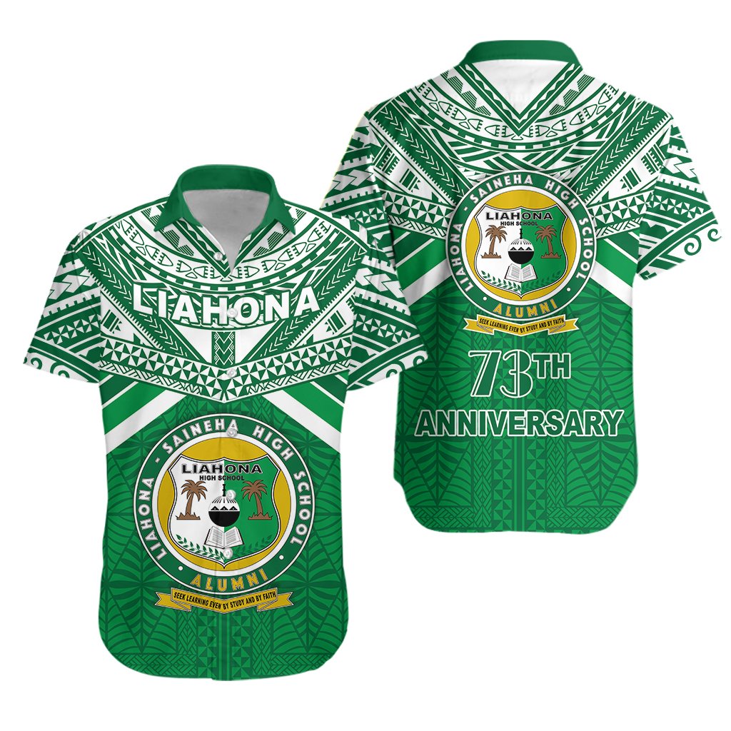 Happy Anniversary Liahona Hawaiian Shirt Tonga High School Unisex Green - Polynesian Pride