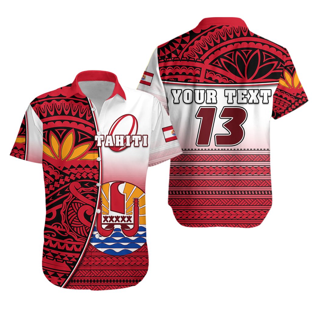 (Custom Personalised) Tahiti Rugby Hawaiian Shirt Impressive - Custom Text and Number Unisex Red - Polynesian Pride