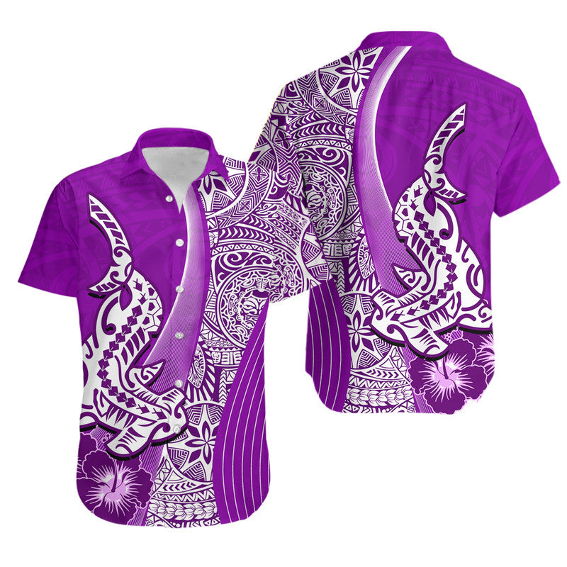 Hawaiian Shark Polynesian Hawaiian Shirt Vibe Purple Style LT6 Purple - Polynesian Pride