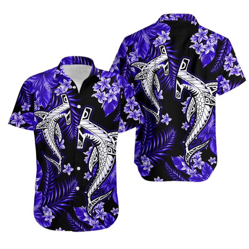 Hawaii Summer Colorful Shark Hawaiian Shirt Dark Blue LT6 Unisex Blue - Polynesian Pride