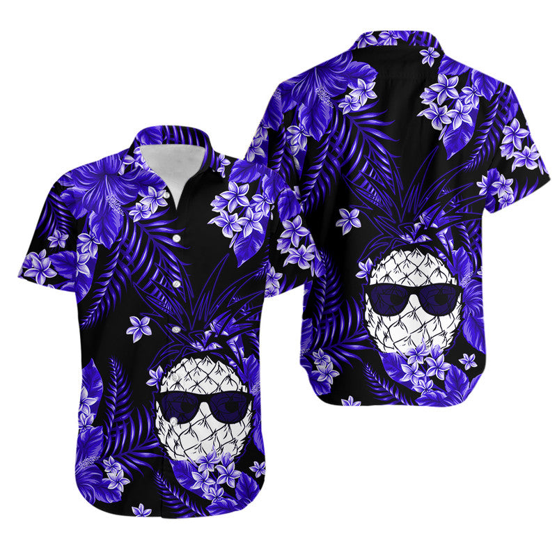 Hawaii Summer Colorful Pineapple Hawaiian Shirt Dark Blue LT6 Unisex Blue - Polynesian Pride