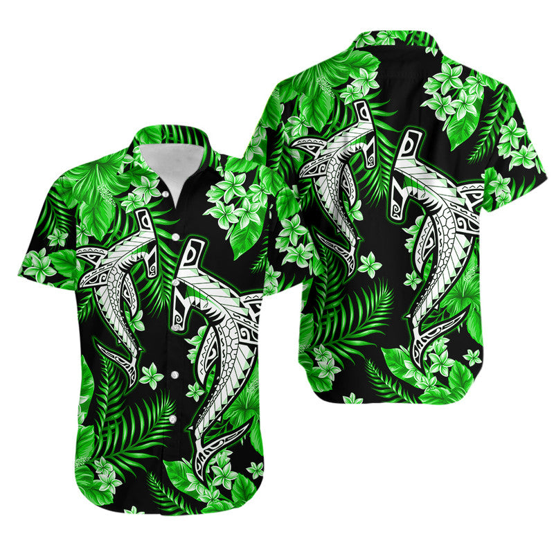 Hawaii Summer Colorful Shark Hawaiian Shirt Green LT6 Unisex Green - Polynesian Pride