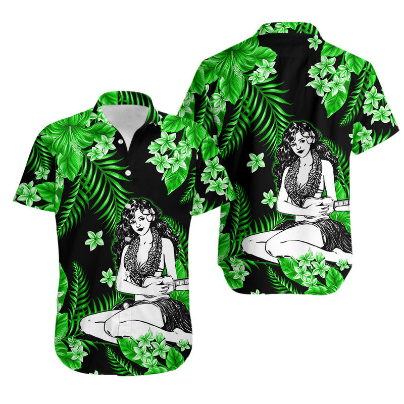 Hawaii Summer Colorful Hula Girl Hawaiian Shirt Green LT6 Unisex Green - Polynesian Pride