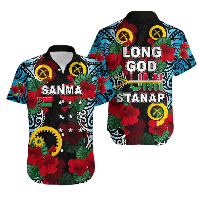 Vanuatu Sanma And Hibiscus Hawaiian Shirt LT6 Unisex Black - Polynesian Pride