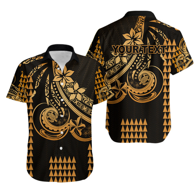 (Custom Personalised) Kakau Hawaiian Polynesian Hawaiian Shirt Gold LT6 Blue - Polynesian Pride