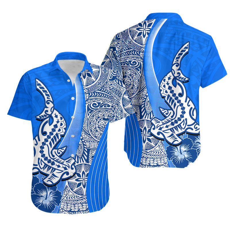 Hawaiian Shark Polynesian Hawaiian Shirt Vibe Blue Style LT6 Blue - Polynesian Pride