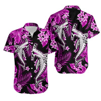 Hawaii Summer Colorful Shark Matching Dress and Hawaiian Shirt Purple LT6 - Polynesian Pride