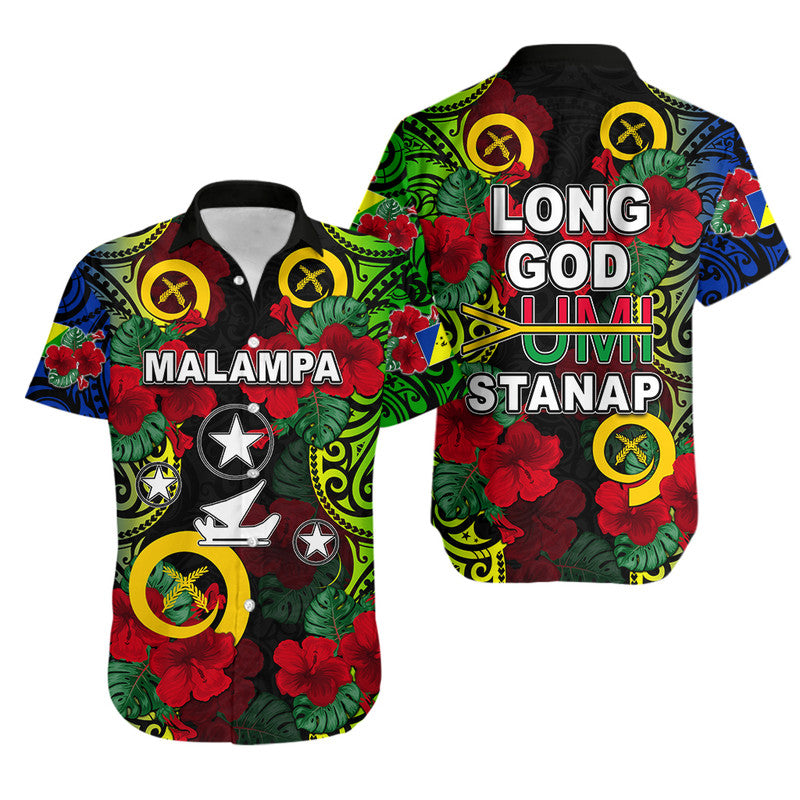 Vanuatu Malampa And Hibiscus Hawaiian Shirt LT6 Unisex Black - Polynesian Pride