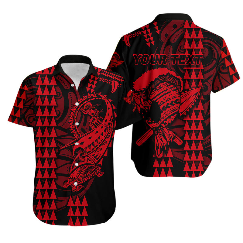 (Custom Personalised) Hawaii Polynesian Warrior Kakau Hawaiian Shirt - Red LT6 Red - Polynesian Pride