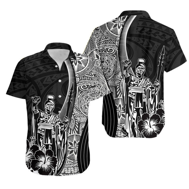 Hawaiian King Kamehameha Hawaiian Shirt Vibe Black Style LT6 Black - Polynesian Pride