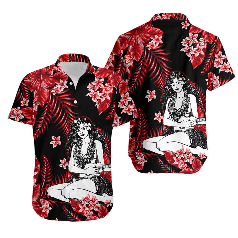 Hawaii Summer Colorful Hula Girl Hawaiian Shirt Red LT6 Unisex Red - Polynesian Pride