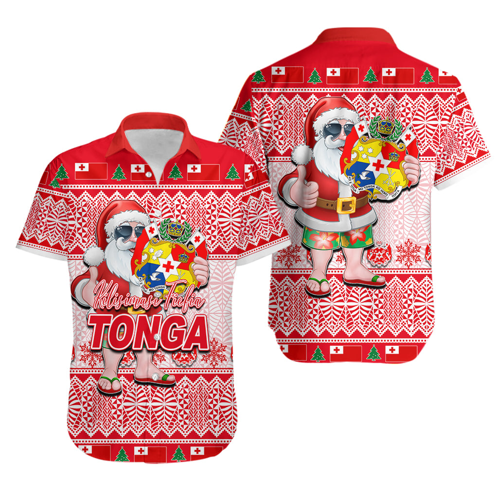 Tonga Christmas Hawaiian Shirt Cool Santa Claus LT6 Red - Polynesian Pride