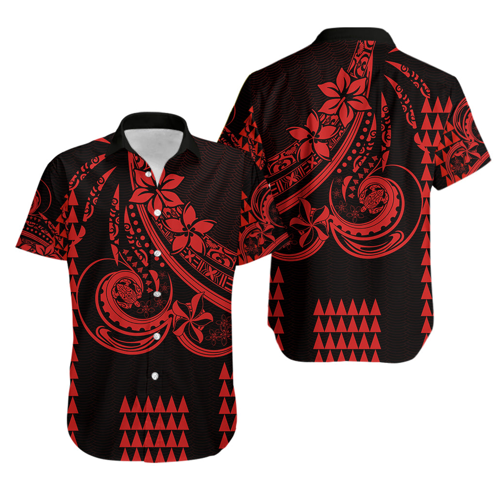 Kakau Hawaiian Polynesian Couples Matching Outfits Combo Long Sleeve Dress And Hawaiian Shirt Red LT6 - Polynesian Pride