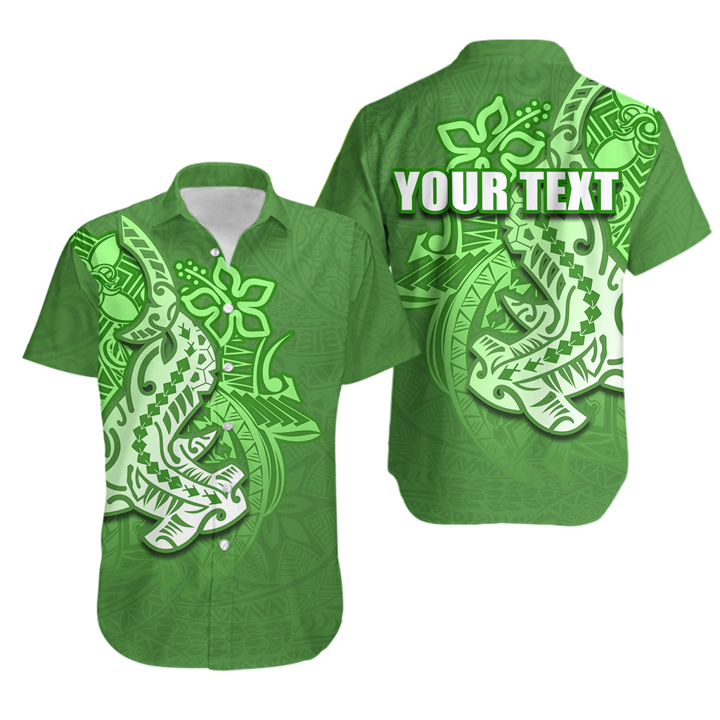 Custom Polynesian Matching Dress And Shirt with Tribal Hammerhead Shark Green LT6 - Polynesian Pride
