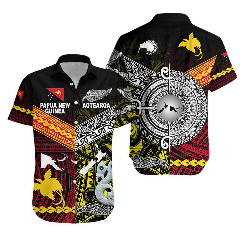 New Zealand And Papua New Guinea Hawaiian Shirt Together - Yellow LT8 Unisex Yellow - Polynesian Pride