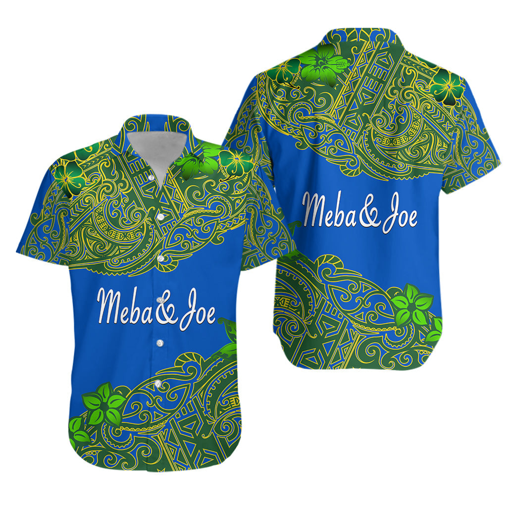 Meba&Joe Matching Hawaiian Shirt and Dress Together Blue Melanesian Vibes LT8 - Polynesian Pride