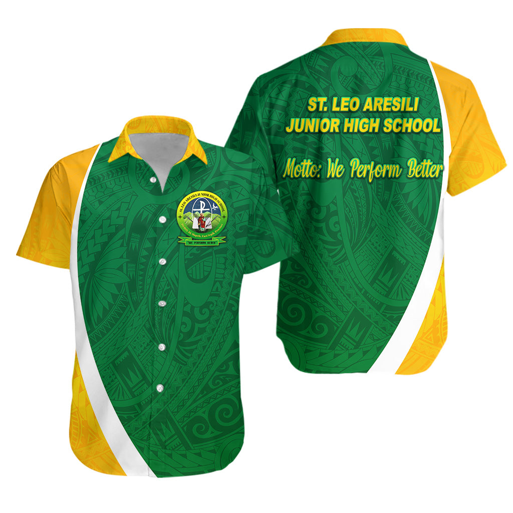 St. Leo Aresili Junior High School Hawaiian Shirt Simplified Version LT8 Unisex Green - Polynesian Pride