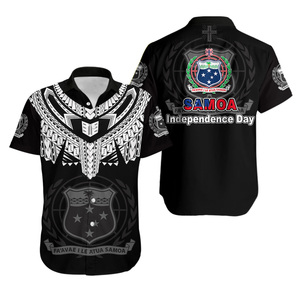 Samoa Independence Day Tribal Tattoo Coat Of Arms Hawaiian Shirt No.4 LT6 Unisex Black - Polynesian Pride